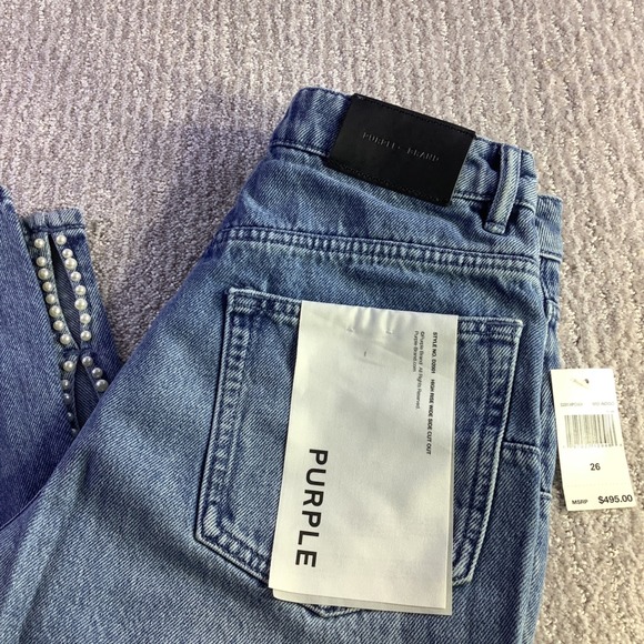 Purple Brand Womens High Rise Wide Leg Jeans Size 26 Side Cut Out Pearly NWT - Picture 1 of 16